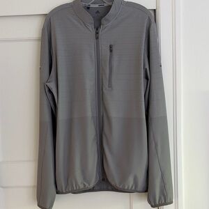 adidas Men’s Light Gray Full-Zip lightweight golf jacket